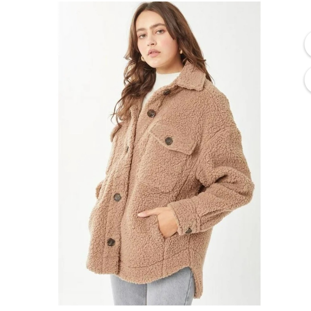 Love Tree Oversized Teddy Button Up Jacket Size Medium